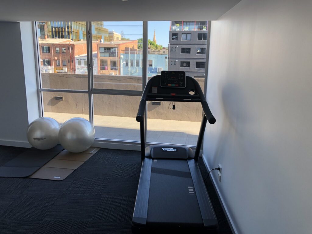 gym equipments treadmill and bouncing balls in Honeysuckle Apartments