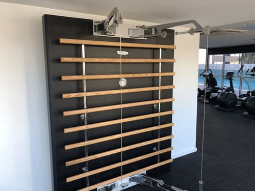 Technogym strength training equipment inside Honeysuckle Apartments modern fitness centre.